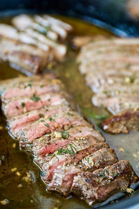 Garlic Butter Skillet Flank Steak Recipe - No. 2 Pencil