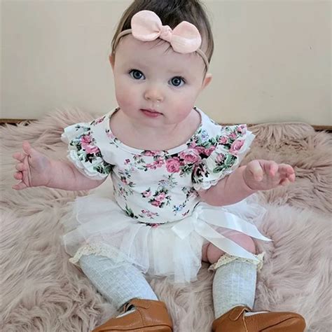 Newborn Infant Baby Girl Clothes Sleeveless Lace Ruffle Floral Rompers ...