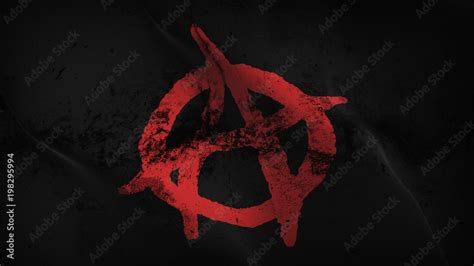 Anarchy Symbol red black grunge flag waving loop. Anarchy Symbol red on ...