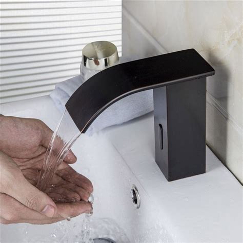 Milly Waterfall Spout Electronic Automatic Sensor Hot & Cold Bathroom ...