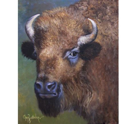 American Bison Painting, Young Animal, Oil on Canvas, Original Art by ...