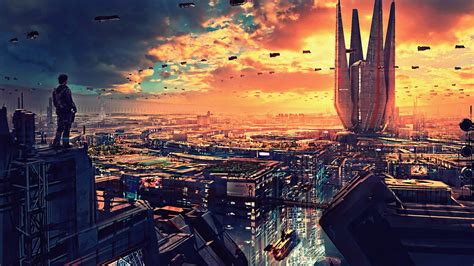 Science Fiction Cityscape Futuristic City Digital Art 4k Wallpaper,HD ...