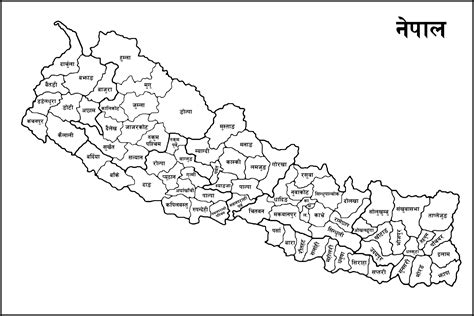 Map of Nepal with district names in Nepali | Clipart Nepal