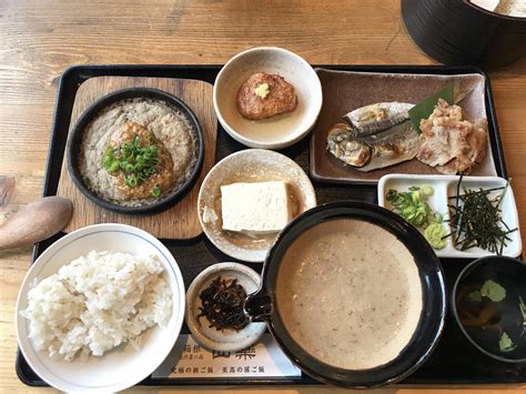 [I ate] a Japanese traditional lunch with boiled barley, white rice ...