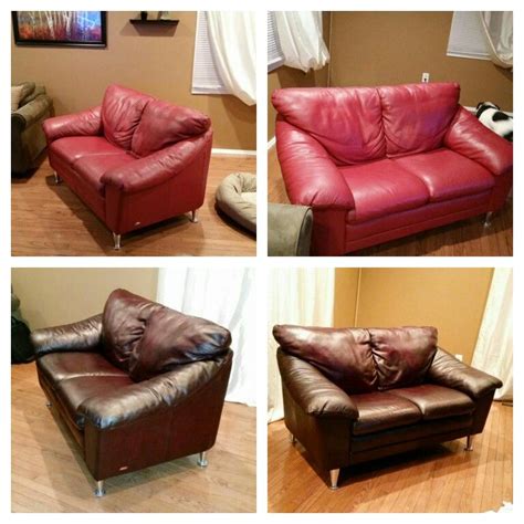 Leather couch dyed w $6 Feibings leather dye | Leather furniture, Red ...