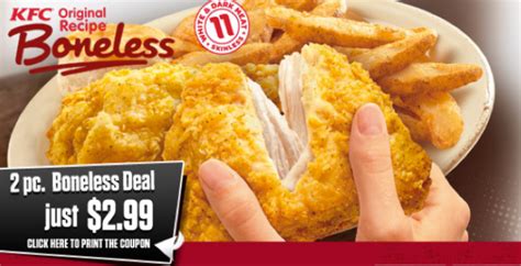 KFC 2 Piece Boneless Deal Only $2.99 (Includes 2 Pieces of Boneless ...