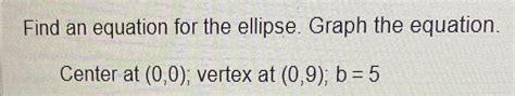 Find an equation for the ellipse. Graph the equation. | Chegg.com