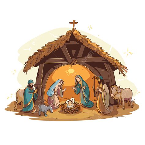 Free Nativity Scene Vector, Sticker Clipart Christmas Nativity Scene ...