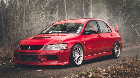 Tapety Mitsubishi Lancer Evolution IX Czerwony samochód 2560x1440