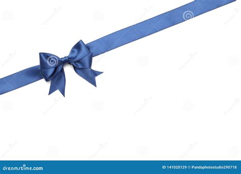 Beautiful Gift Blue Bow with Ribbon Isolated on White Background Stock ...