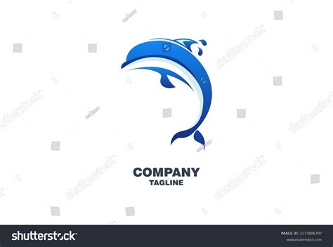 Cute Dolphin Logo Blue Color Stock Vector (Royalty Free) 2173806797 ...