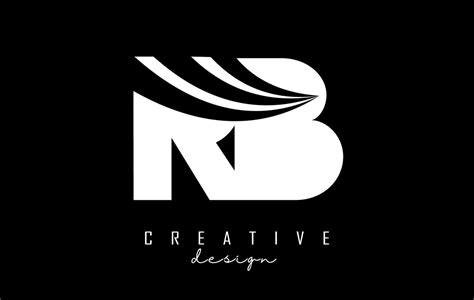 Creative white letters RB r b logo with leading lines and road concept ...