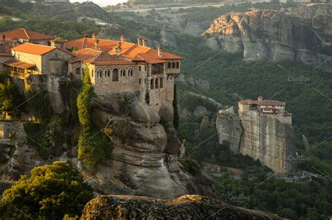 Meteora monasteries View on the Holy Monastery of Varlaam and Roussanou ...