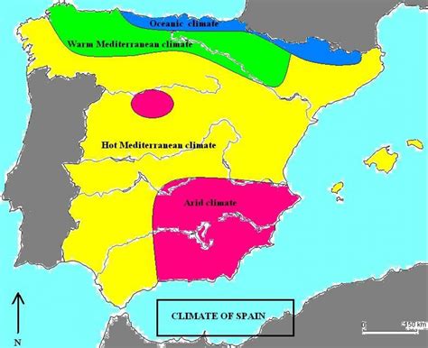 Spain climate map - Map of Spain climate (Southern Europe - Europe)