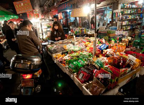 night street food market in Shanghai, China Stock Photo, Royalty Free ...