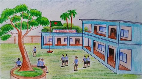 School Building Painting at PaintingValley.com | Explore collection of ...