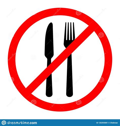 No Eating Sign. Vector Illustration. Stock Illustration - Illustration ...