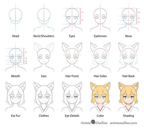 How to Draw an Anime Fox Girl Step by Step - AnimeOutline