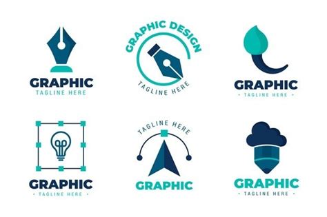 Premium Vector | Flat graphic designer logo set | Graphic design logo ...