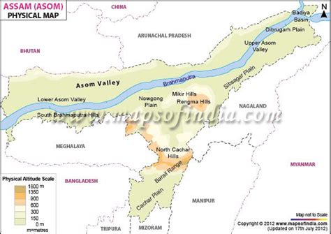 Assam Physical Map | Physical map, Map, Assam