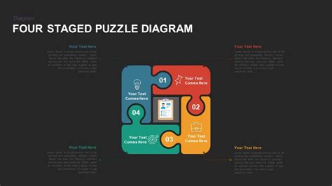 4 Staged PowerPoint Puzzle Diagram Template and Keynote Slide