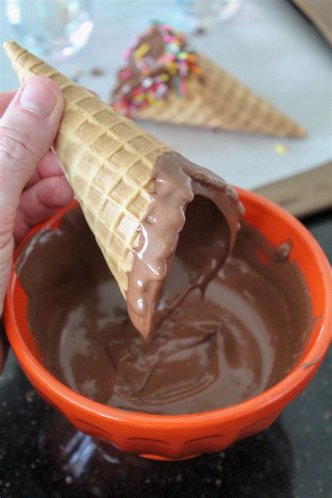 Chocolate Dipped Ice Cream Cones - Recipes Inspired by Mom