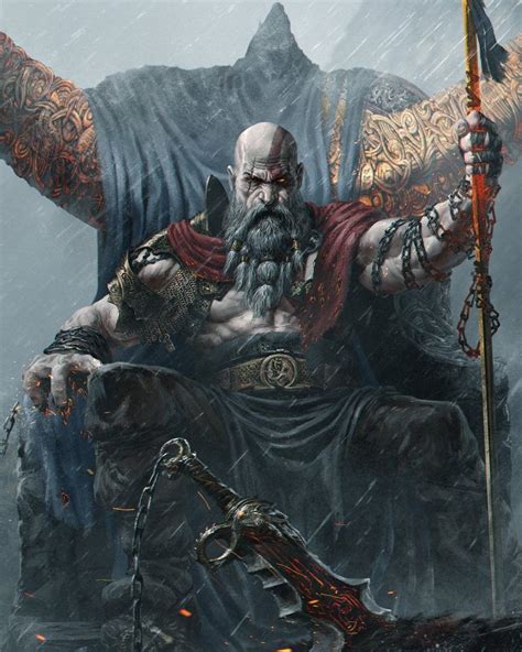 God of War Fanart Exhibits the Mighty Kratos Upon His Throne