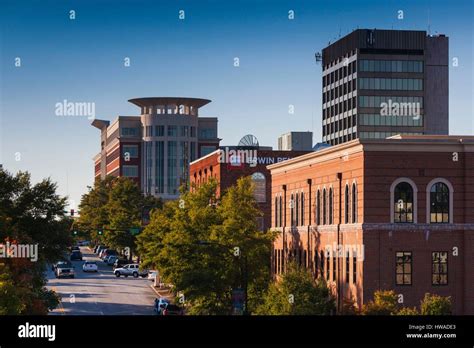 United States, South Carolina, Greenville, city skyline, late afternoon ...