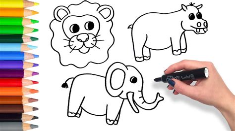 Line Drawing Of Animals For Kids - Smithcoreview