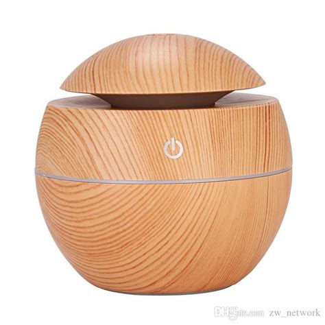 Wood Grain Bamboo Air Humidifier With LED Lights Mini Aroma Essential ...