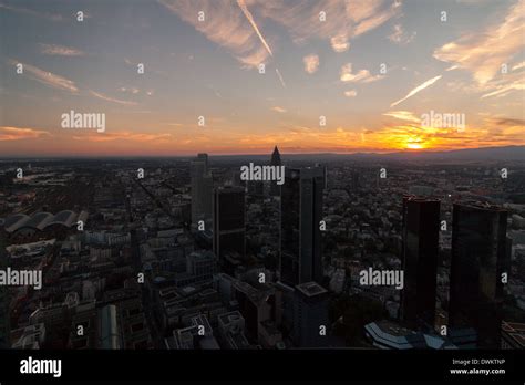 Frankfurt Main Skyline at Sunset Stock Photo - Alamy