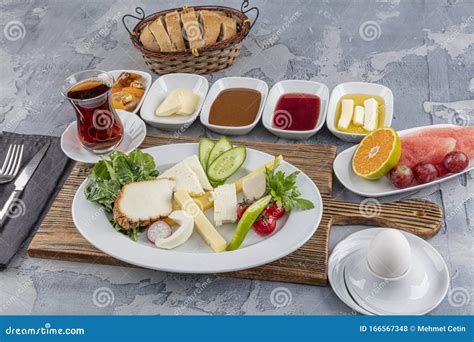 Turkish Style Breakfast; Traditional Turkish Breakfast Platter on the ...