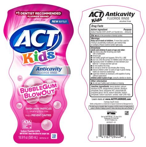 ACT Anticavity Fluoride Kids Bubblegum (rinse) Chattem, Inc.