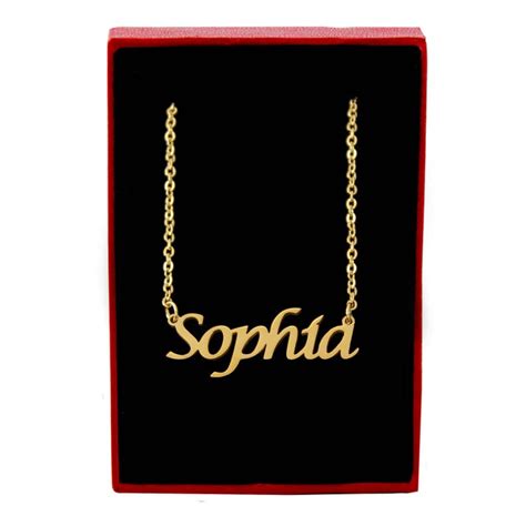 SOPHIA Gold Name Necklace Personalized Jewellery Free Gift Box & Bag ...