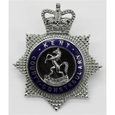 Kent County Constabulary Senior Officer's Enamelled Cap Badge - Queen's ...