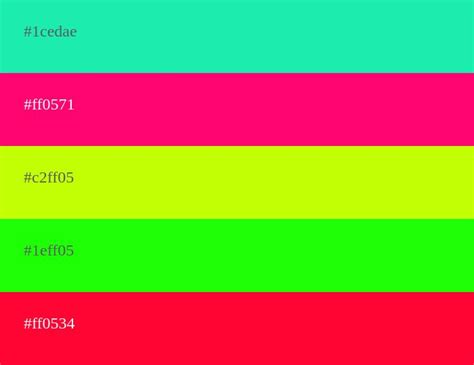 Colores neón hexadecimal | Colores neon, Paletas de colores, Paleta de ...