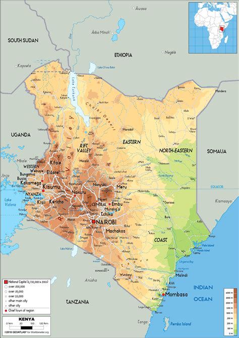 Kenya Map (Physical) - Worldometer