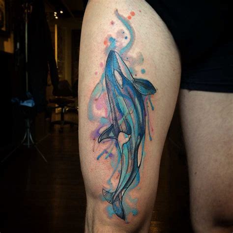 Blue Whale Tattoo on Thigh - Best Tattoo Ideas Gallery