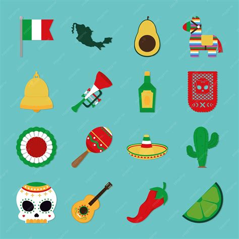 Premium Vector | Mexican independence icon set design