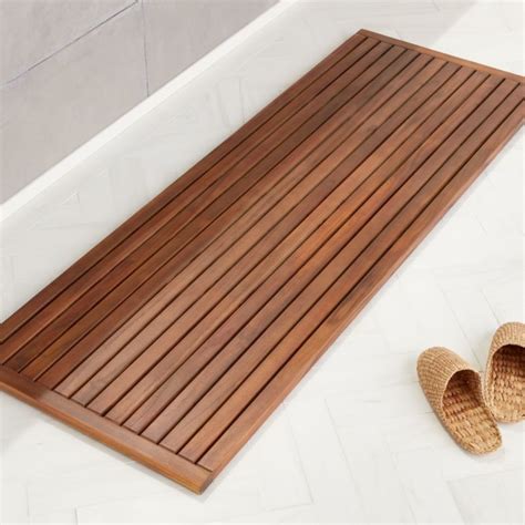 Lateral Teak Natural Bath Runner 21.75"x60" + Reviews | CB2 | Teak bath ...