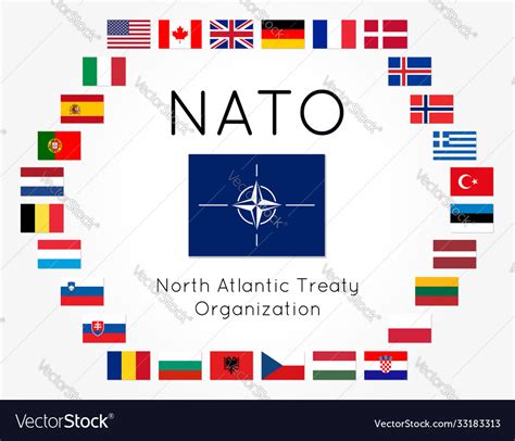 Nato flags 28 countries Royalty Free Vector Image