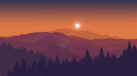 Download Minimalist Silhouette Mountains Sunset Landscape Wallpaper ...