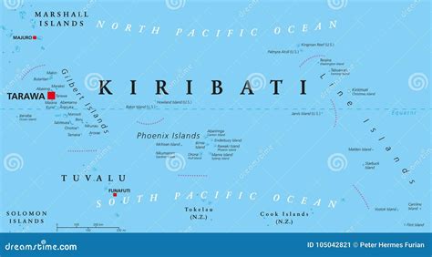 Kiribati Political Map Cartoon Vector | CartoonDealer.com #97726253