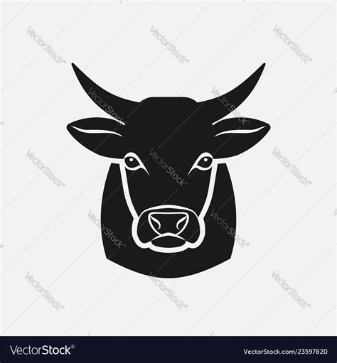 Cow head silhouette farm animal icon Royalty Free Vector