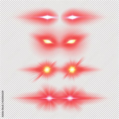 Laser eyes meme light effect vector illustration, various red glowing ...