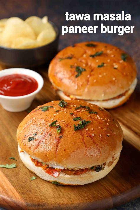 paneer burger recipe | masala burger | tawa masala paneer burger ...