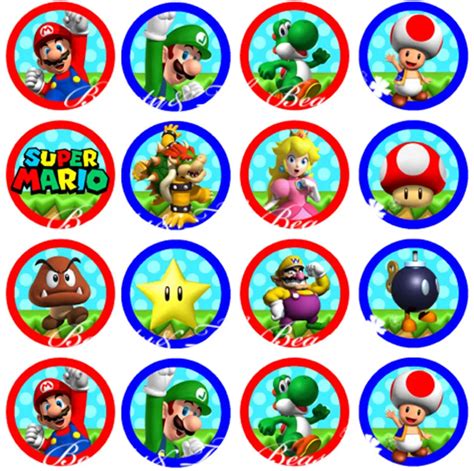 Super Mario Bros Stickers, Cupcake Toppers,Birthday Party Decorations ...