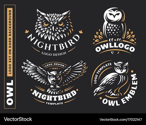 Owl logo set- emblem design Royalty Free Vector Image