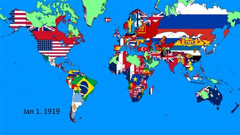 Flag Map of the world in January 1st, 1919, after WWI : r/Maps