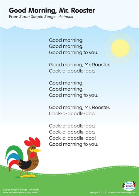 Good Morning, Mr. Rooster Lyrics Poster - Super Simple